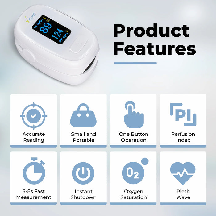 Vitaal S11 - Finger Pulse Oximeter w/ SpO2 Blood Oxygen Saturation Monitor