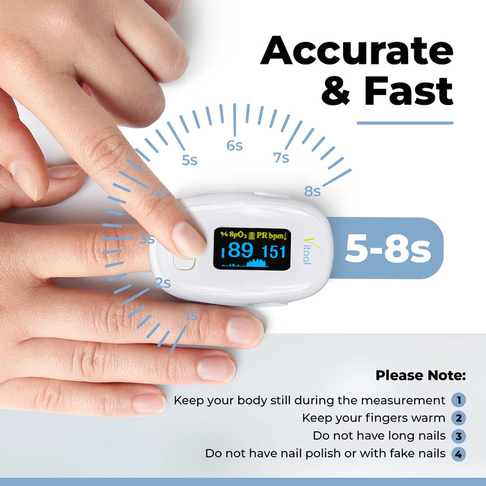 Vitaal S11 - Finger Pulse Oximeter w/ SpO2 Blood Oxygen Saturation Monitor