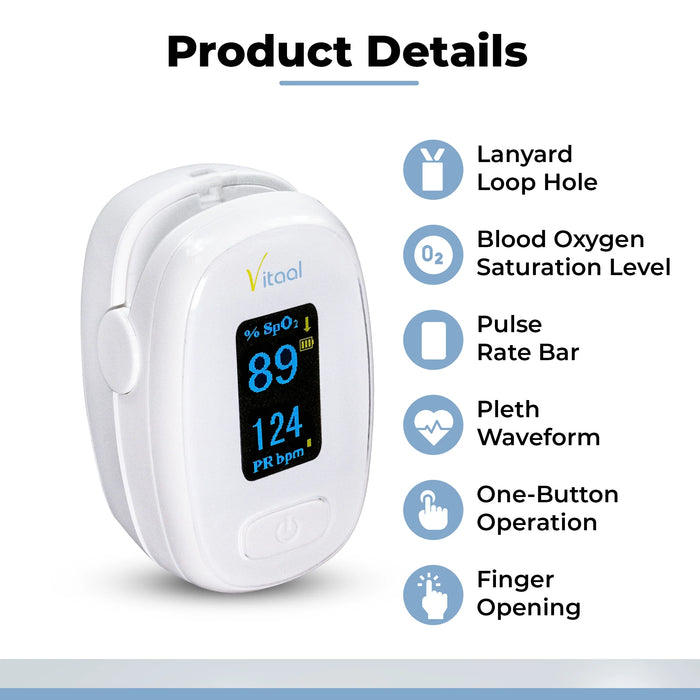 Vitaal S11 - Finger Pulse Oximeter w/ SpO2 Blood Oxygen Saturation Monitor