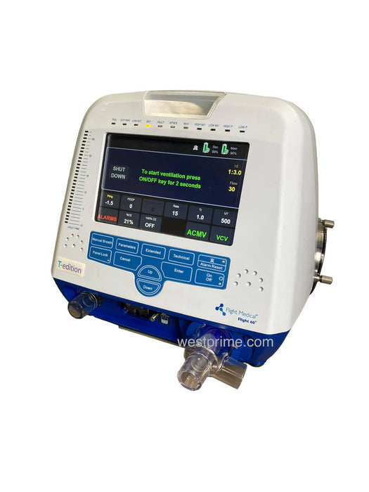 Flight 60T ventilator front view showing full device interface and display screen