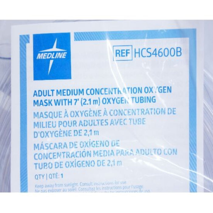 Medline HCS4600B 7 ft. Tubing Disposable Oxygen Therapy Mask