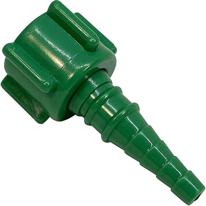 Green Swiveling Nut and Stem "Christmas Tree" Oxygen Adapter